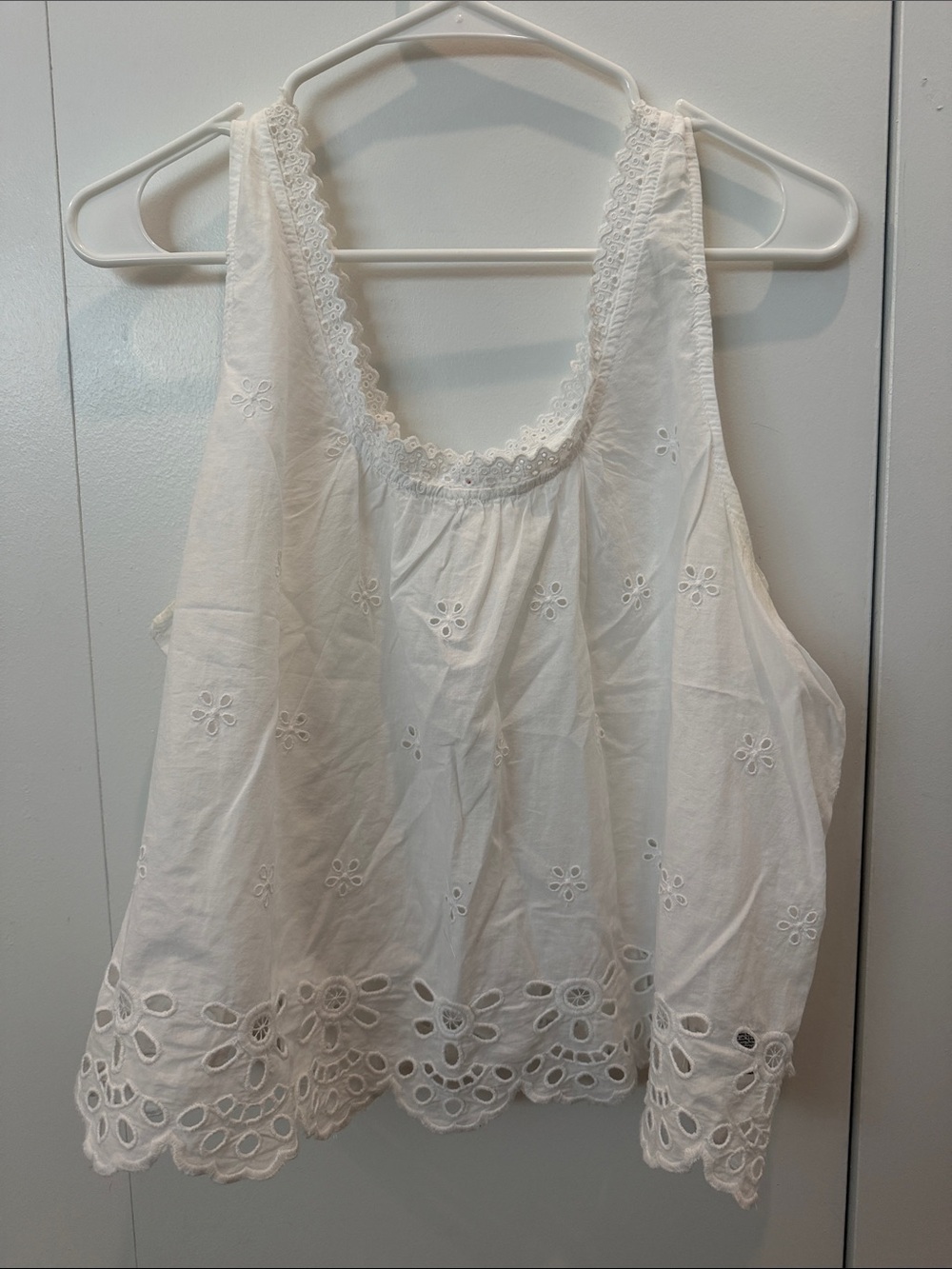 White Eyelet Sleeveless Tank Top - Women